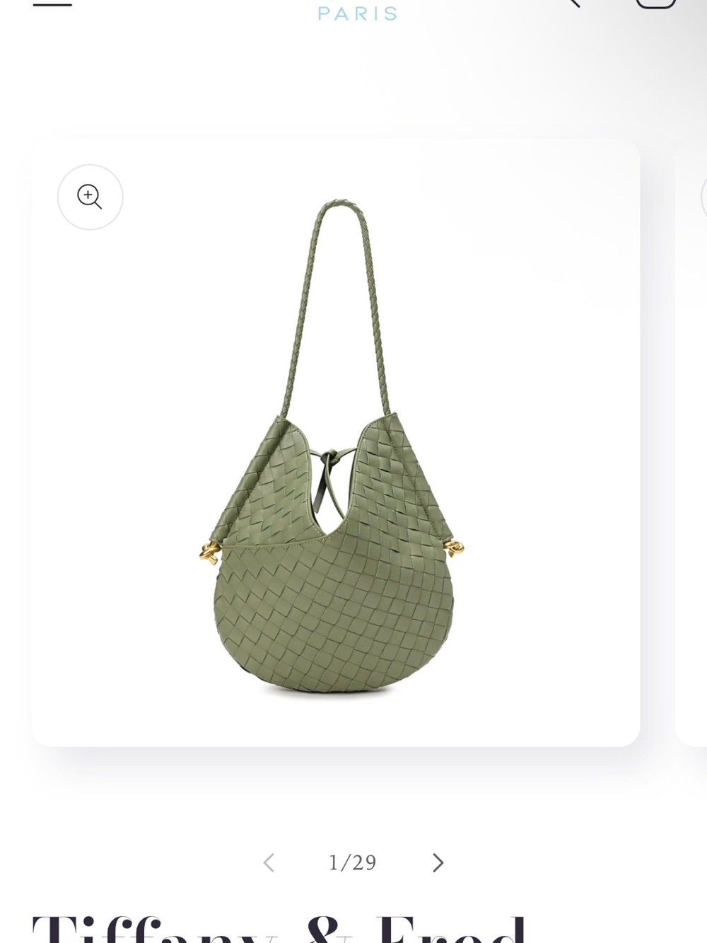 Tiffany & Fred Olive Green Woven Shoulder Bag with Braided Strap